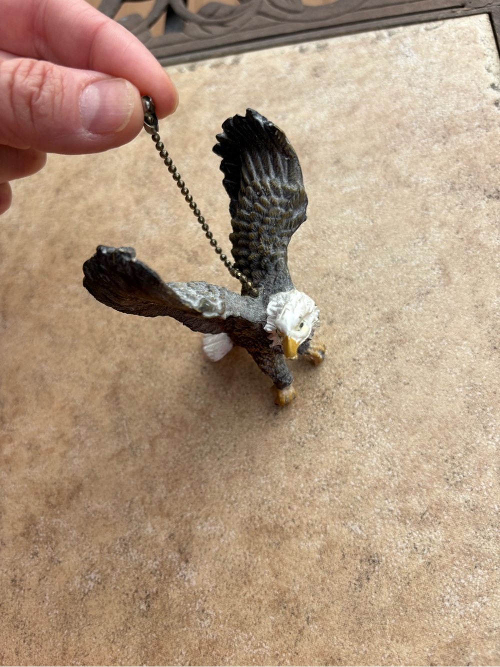 Eagle Fan Pull Ornament Hanging Figurine - Brown & White